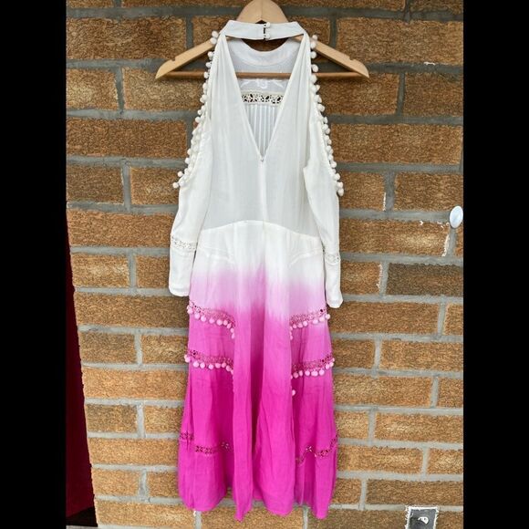 ASOS Pink Premium Cold Shoulder Dip Dye Victoriana dress size 4 - Picture 7 of 10